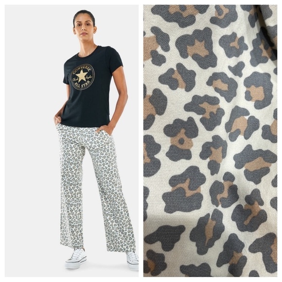 Converse Straight Leg Leopard Print Chino Pants SZ 29 Cream - Picture 1 of 10